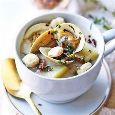  Clam Chowder:  Savor the Creamy Richness of New England Clam Chowder and Indulge in Its Delightful Oceanic Essence!